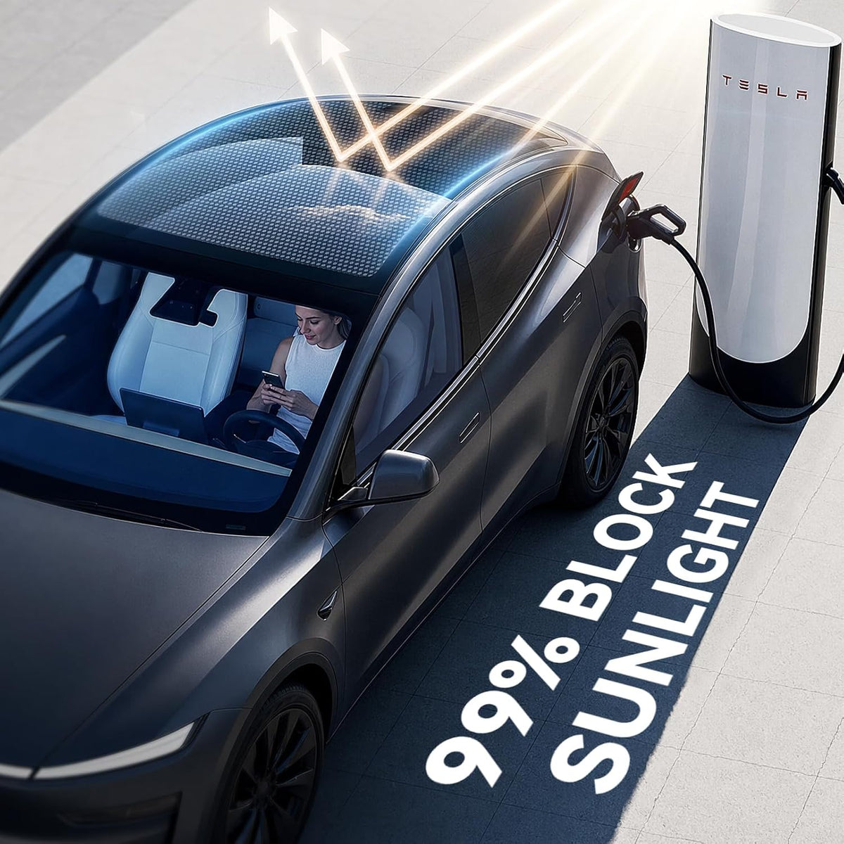 Tesla Model Y Juniper 2025-2026 Sunshade Roof Never Sag UPF50+ 99% UV Block