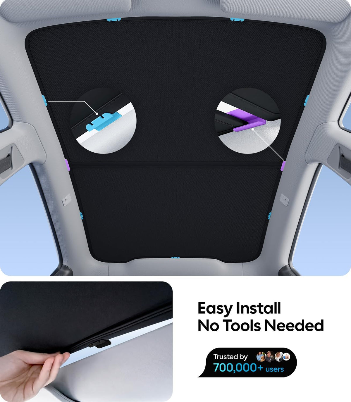 for Tesla Model Y Juniper Accessories Sunshade Roof, Interior Black