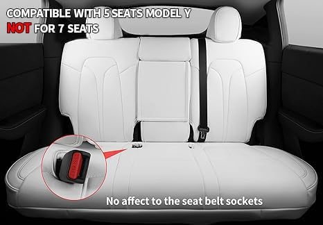Xipoo Seat Cover Compatible with Tesla Model Y Seat Cover Nappa Leather Car Seat Covers Seat Protector Replacement for 2020-2023 Tesla Model Y Accessories(White-Nappa, Fully Wrapped 12 Pcs)