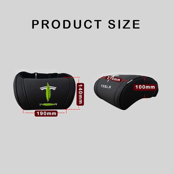 Car Headrest Neck Pillow Support Memory Foam Ergonomic Design Accessory for Driving Seat Fatigue Relief Compatible with Model S X 3 Y & Cybertruck - 1 Piece