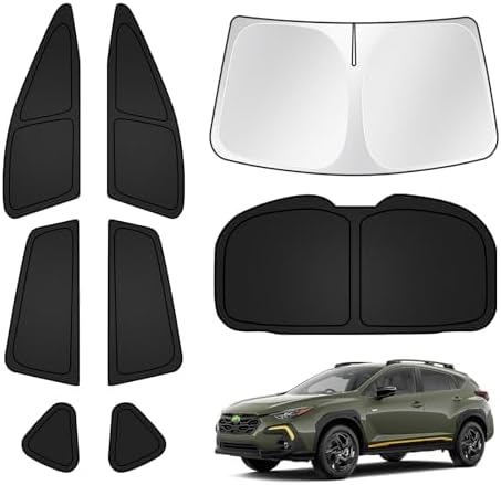 T TGBROS Windshield Sun Shade for Subaru Crosstrek 2024 2025 Car Window Shades Thicken UV Block and Blackout Privacy Foldable Sunshades 8PCS Accessories Keep Cool Sun Visor Covers