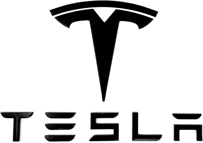 Metal Raised T Logo Tesla Letters Emblem Decal Sticker Matte Black Front Trunk Tailgate with 3M Adhesive for Tesla Model 3 Model Y Highland Juniper (Tesla Letters & T Logo)