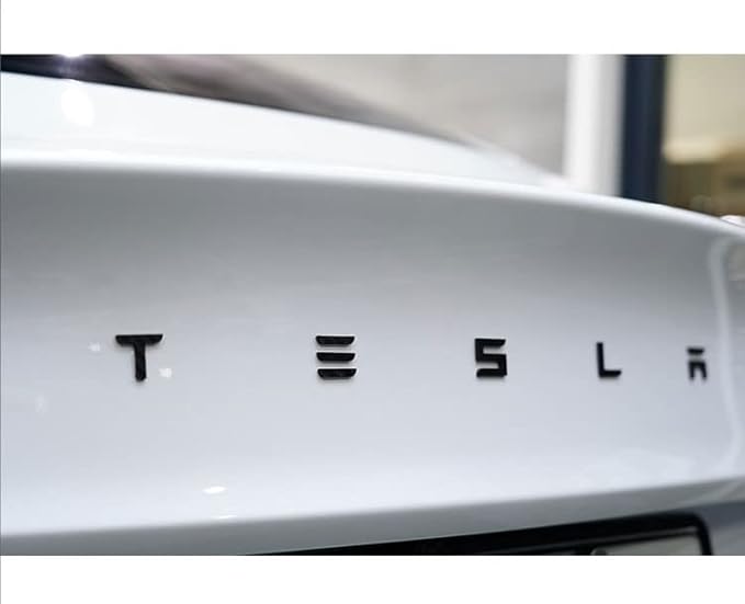 Metal Raised T Logo Tesla Letters Emblem Decal Sticker Matte Black Front Trunk Tailgate with 3M Adhesive for Tesla Model 3 Model Y Highland Juniper (Tesla Letters & T Logo)