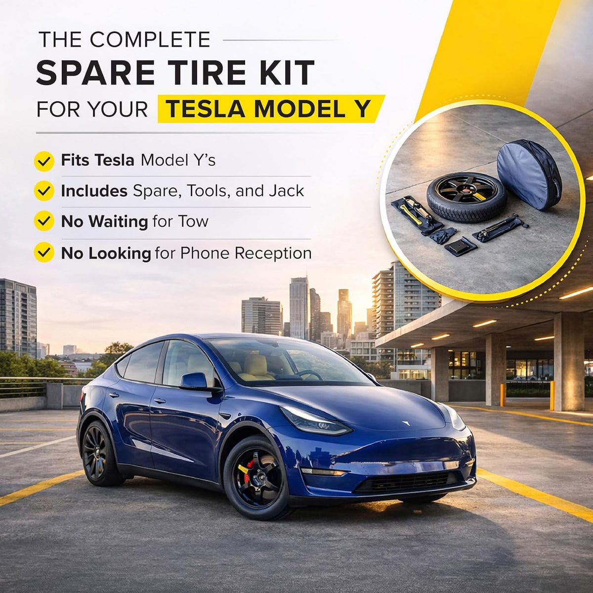 Spare Wheel Tire Kit Fits Tesla Model Y (2020-2026) + Juniper