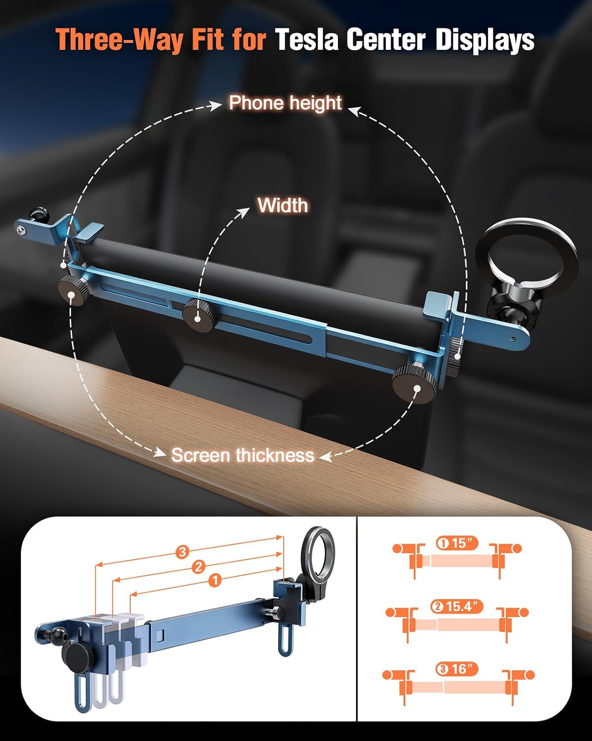Magnetic Phone Mount for Tesla Model 3/Y Center Screen, Holder for Magsafe