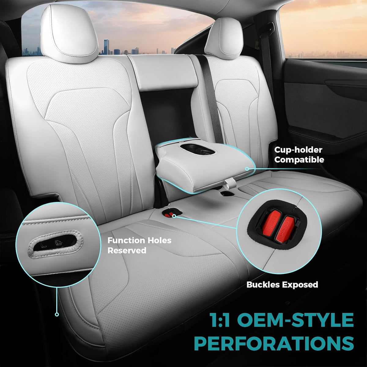 Custom for Tesla Model Y Juniper Seat Covers 2025-2026 White