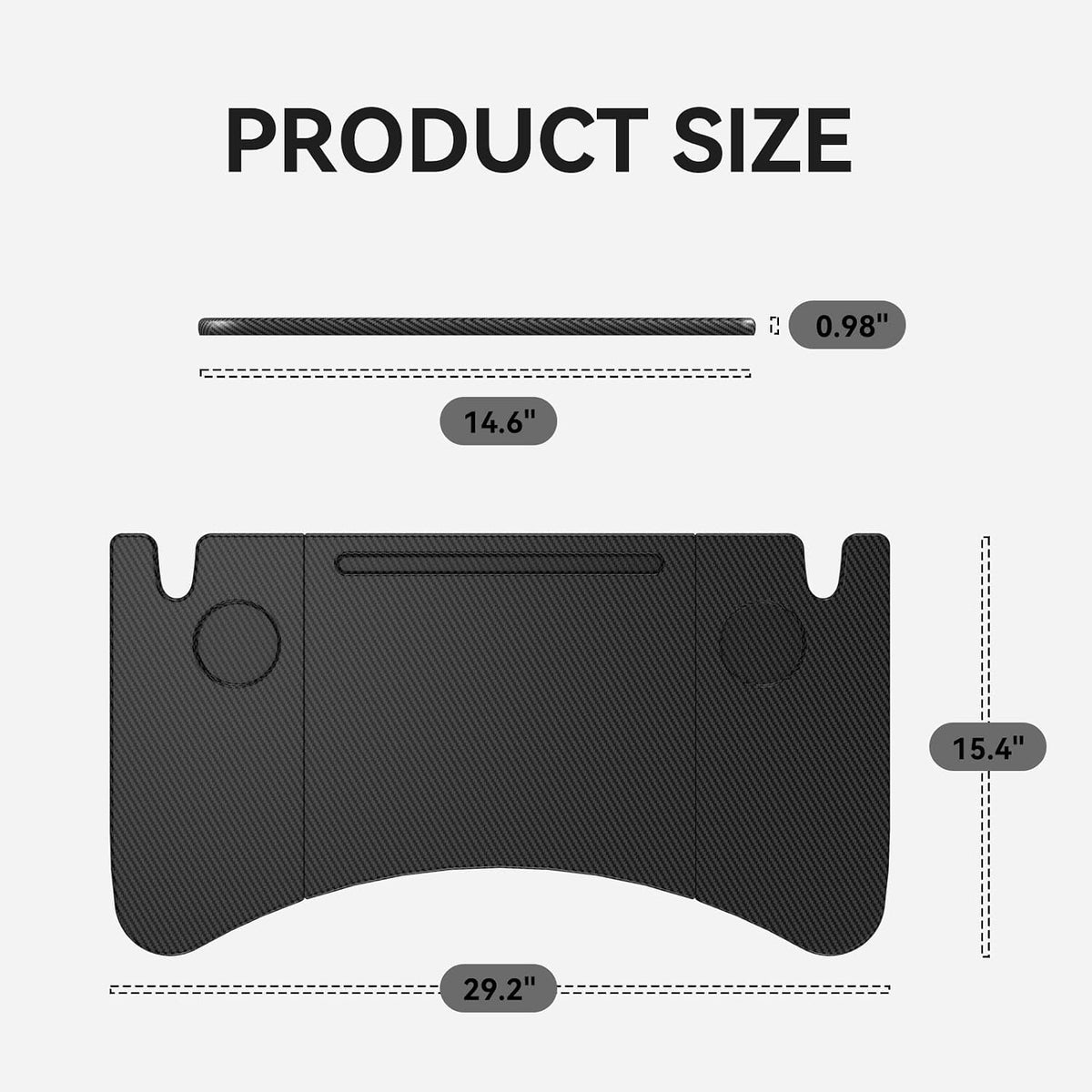 Foldable Desk Food Tray (Carbon Edition) for Tesla Model Y Model 3 S X Y Juniper Accessories- Upgraded Table with Support Leg for Dining, In-Car Work, Travel and Outdoor (1 Pack)