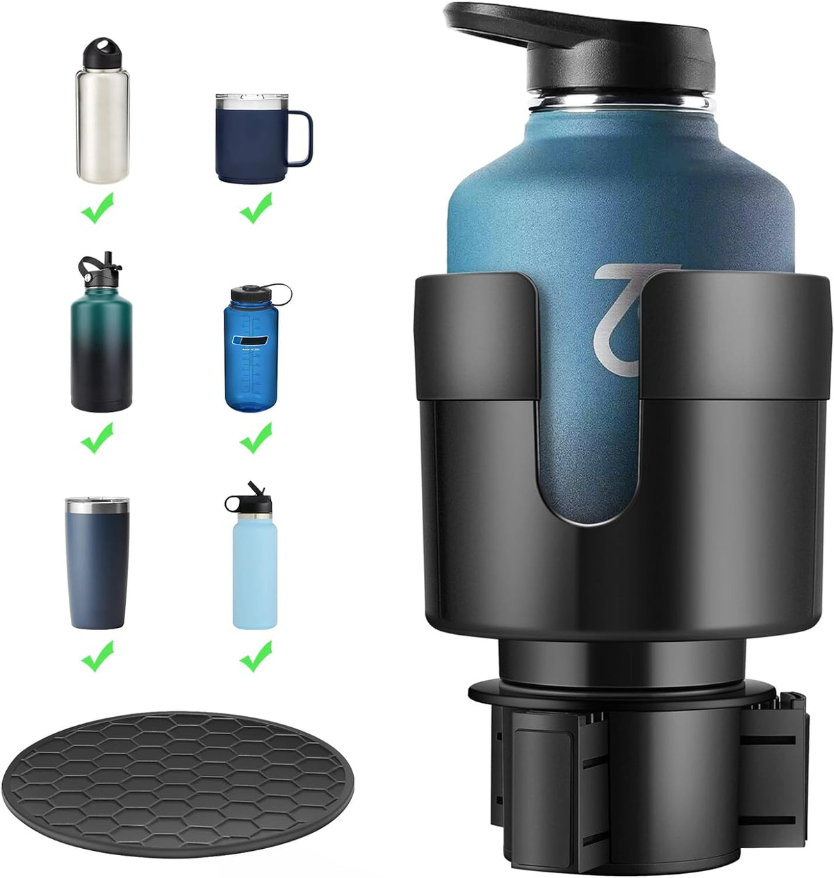 Car Cup Holder Expander, Extender for Car with Adjustable Base
