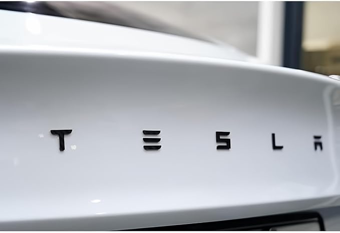 Metal Tesla Letters Emblem Trunk Logo Decal Tailgate Rear 3m Adhesive Compatible with Tesla Model 3 Y Highland Juniper Matte Black (Tesla Letters)
