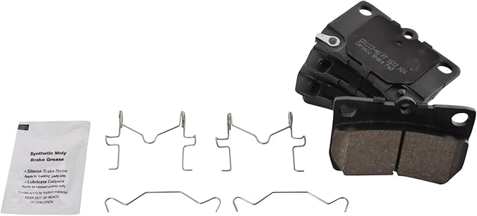 TRQ Rear Brake Pads Ceramic Hardware Wear Sensor Compatible with 2006 Lexus GS300 2007-2011 GS350 2006-2007 GS430 2007-2011 GS450h 2008-2011 GS460 2006-2013 IS250 IS350