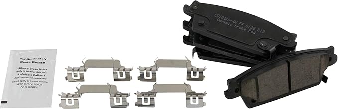 TRQ Rear Brake Pads Ceramic Hardware Wear Sensor Compatible with 2006-2007 Cadillac CTS 2004-2009 SRX 2005-2011 STS