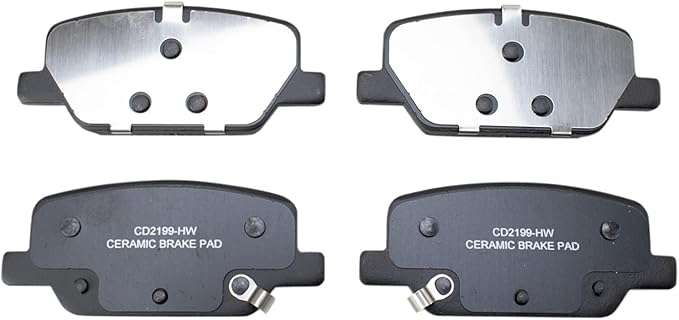 TRQ Rear Brake Pads Ceramic Hardware Wear Sensor Compatible with 2019-2024 Hyundai Palisade 2019-2020 Santa Fe 2020-2024 Kia Telluride