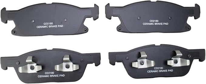 TRQ Front Ceramic Brake Pad Set Includes Contact Point Grease Compatible with 2024 Ford Edge with Red Painted Calipers 22-23 Edge ST with Red Painted Calipers 19-20 Edge ST
