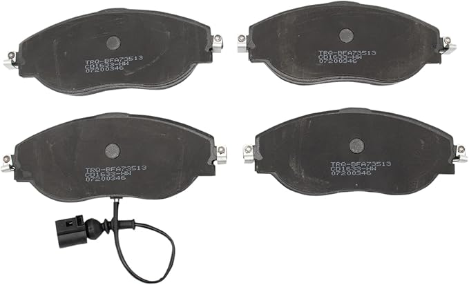 TRQ Front Ceramic Brake Pad Set Includes Contact Point Grease Compatible with 23-24 Audi A3 340mm Rotors 1LC 23-24 A3 Quattro 1LC 1LJ 1LG 22-24 Volkswagen Jetta 340mm Rotors 1LT