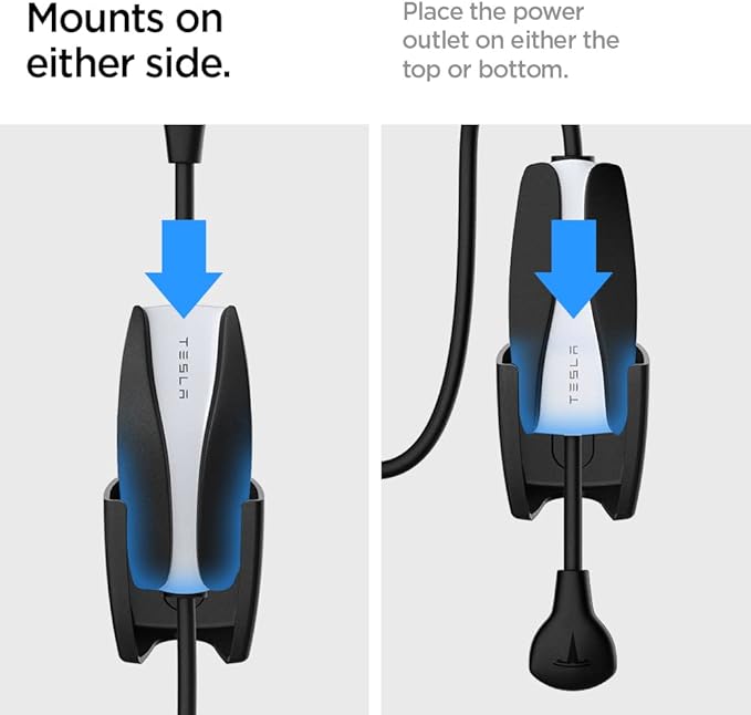 Spigen Bespoke All-in-One Cable Organizer Wall Mount Designed for All Tesla Mobile Charger Cable [Model 3/Y/X/S 2025/2024/2023/2022] - Dark Silver