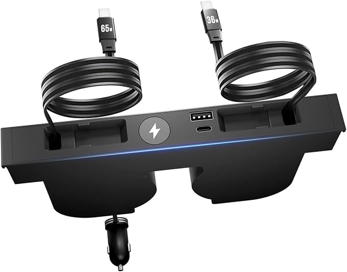 USB Hub for Tesla Model Y Juniper Accessories 2026 & Model 3 Highland 2025 Accessories, Hidden Console Phone Charger Hub Compatible with Apple Watch, Center Interior (2-Type C+Watch Charging)