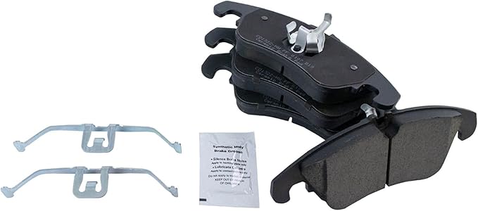 TRQ Front Brake Pads Ceramic Hardware Wear Sensor Compatible with 2008-2018 Audi A4 A4 Quattro A5 A5 Quattro A6 A6 Quattro A7 Quattro allroad Q5 S4 S5 SQ5 S6 S7