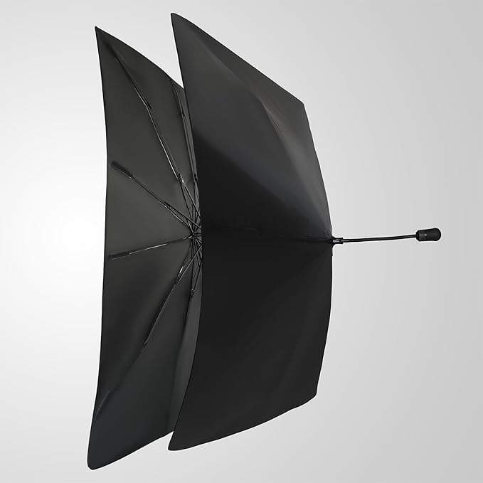 VION Tesla Model 3/Y Windshield Sunshade - Dual-Layer Full Blackout, Umbrella Style, Invisible Frame, Precise Fit, Easy Storage - Fits All Model Y and Model 3