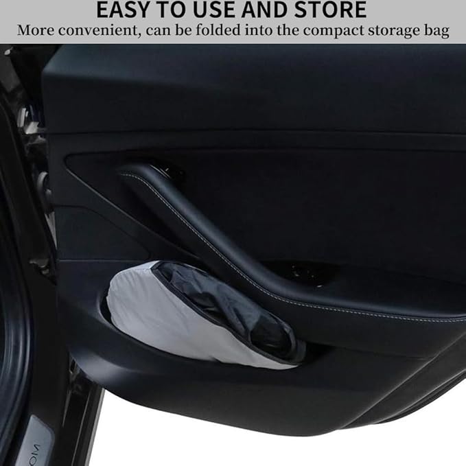 Upgraded Sunshade for Tesla Model Y Model 3 Windshield - Enhanced UV Protection, Durable Metal Frame, Foldable Full-Front Shade - Summer Accessories for Tesla Model 3/Y 2016-2024