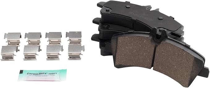 TRQ Rear Brake Pads Ceramic Hardware Compatible with 2007-2009 Dodge Sprinter 3500 2007-2018 Freightliner Sprinter 3500 2018 Sprinter 3500XD 2010-2018 Mercedes-Benz Sprinter 3500