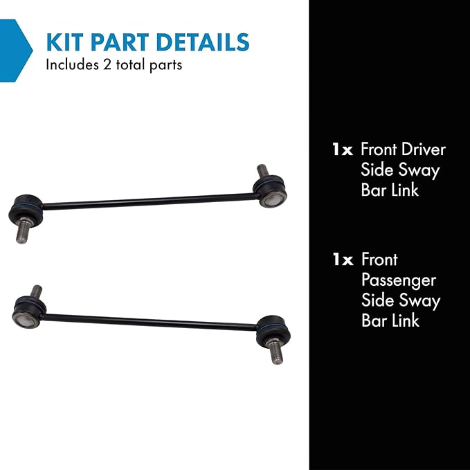 TRQ Front Driver and Passenger Side Sway Bar Link Set 2 Piece Compatible with 11-16 Hyundai Elantra 12-22 Accent 12-17 Veloster 13-17 Elantra GT 13-14 Elantra Coupe 12-21 Kia Rio 14-19 Soul