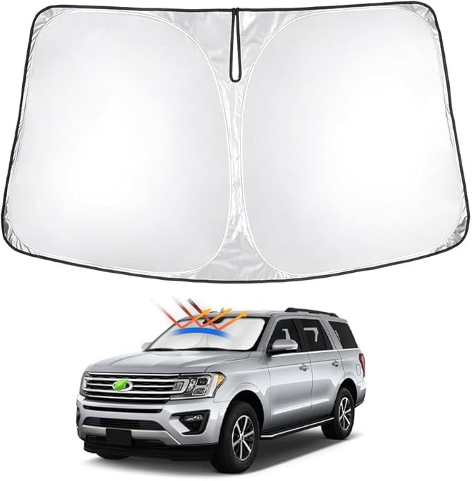 T TGBROS Windshield Sun Shade for Ford Expedition 2018-2024 Accessories Foldable Sun Shield Front Window Sunshade Cover Sun Visor Cover Block Heat and Sun Protection
