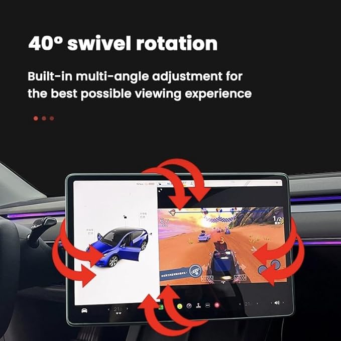 2026 Screen Swivel Mount for Model Y Juniper & Model 3 Highland Original Screen Center Console Navigation 4 Way Rotation Adjustment Screen Rotating Holder (Maintains Original Height)