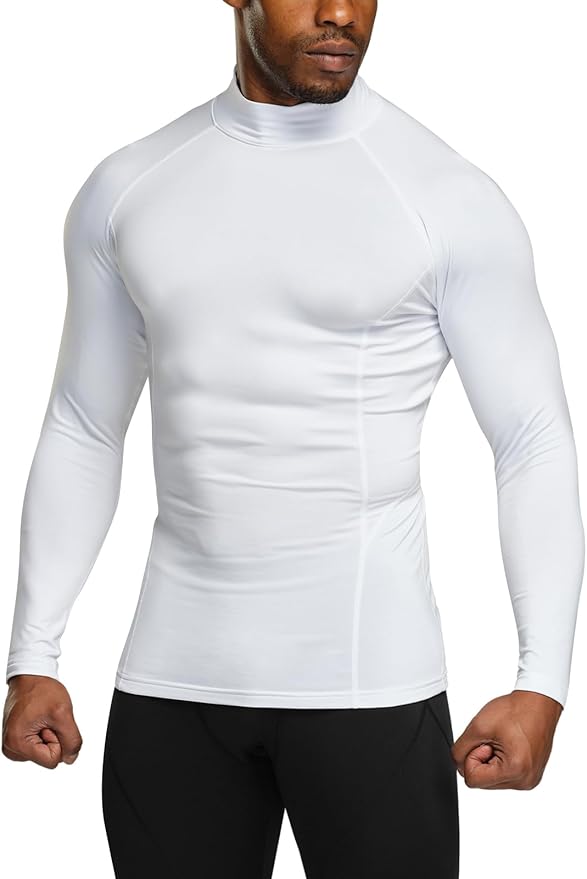 TSLA Men's Thermal Long Sleeve Compression Shirts, Mock/Turtleneck Winter Sports Running Base Layer Top