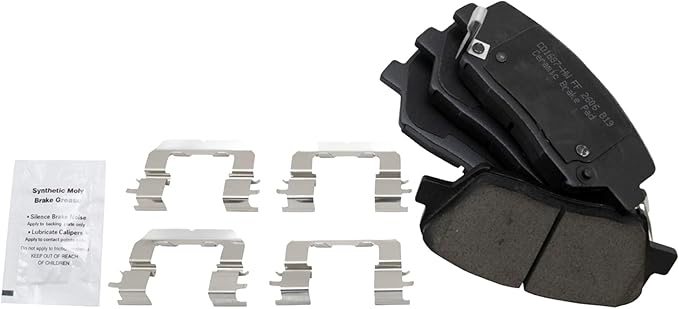TRQ Front Brake Pads Ceramic Hardware Compatible with 2012-2017 Hyundai Azera 2010-2012 Santa Fe 2013-2016 Santa Fe Sport 2011-2015 Kia Sorento