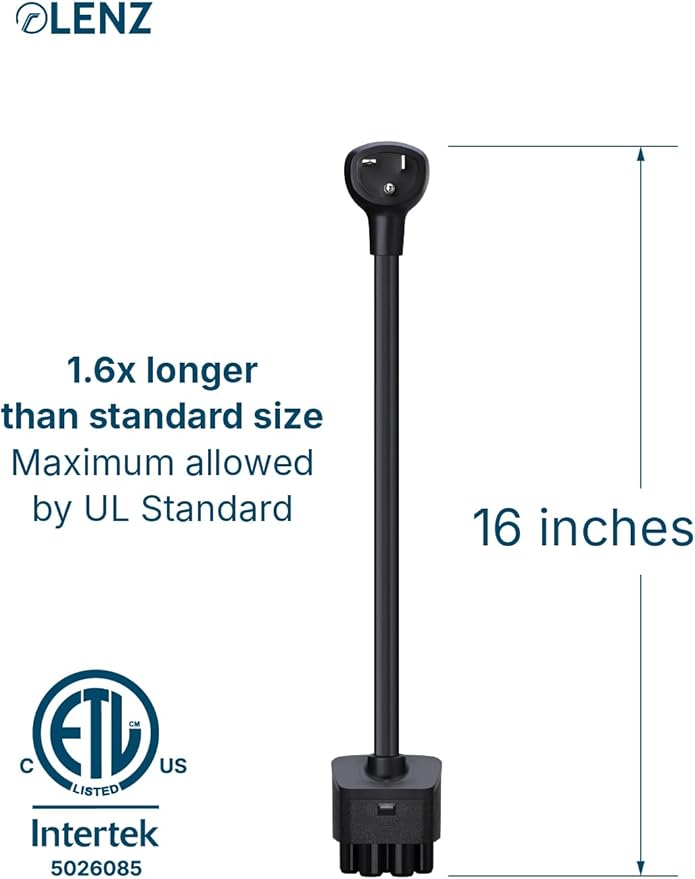LENZ NEMA 06-20 Adapter Exclusively for Tesla Gen 2 and 3 Mobile Chargers (Verify Correct Outlet for Plug), Plug Tesla Portable Charger to 240V 6-20 Outlet at 16 Amp (14-Inch Length)