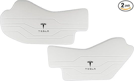 Center Console Leather Side Anti-Kick Mats(2 Pieces) Designed for Tesla Model Y Juniper(2025-2027),Waterproof, Dust Resistant, Front Seat Side Protector Cover White