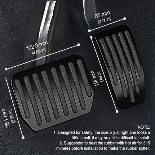 Foot Pedal Pads Set for 2022-2025 Tesla Model 3 Model Y, Non-Slip Aluminum+Rubber Car Accessories Brake & Accelerator Pedal Covers for Model 3/Y (Black)