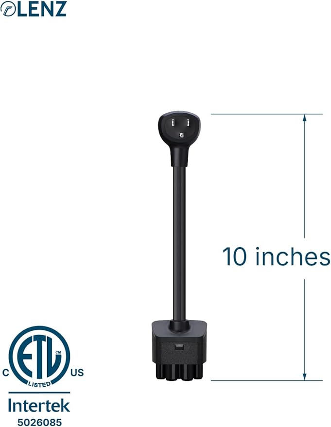 LENZ NEMA 5-15 Adapter: Compatible ONLY with Tesla Mobile Charger Gen 2 & 3, This Adapter Plugs into Your 120 V 5-15 Outlet at 12 Amps (Verify Before Purchase), 10-Inch Length