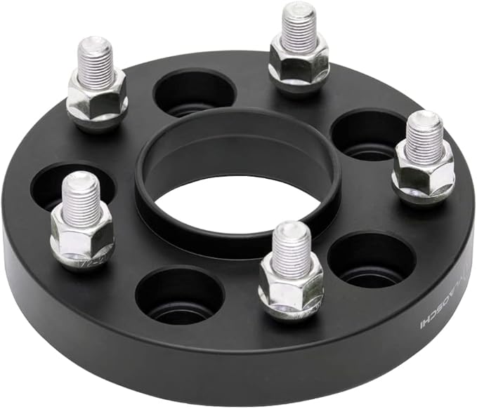 Black Forged 5x4.5 Hubcentric Wheel Spacers 25mm with 14x1.5 Studs 64.1mm Hub Bore Compatible with Tesla for 2017-2023 Model 3 | 2020 2021 2022 2023 Model Y - Pack of 2