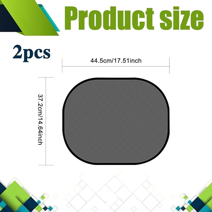 2PCS Car Window Shad, Universal Car Sunshade Side Window Cover, 17" 14" Sun Glare and UV Rays Protection for Your Child, 17.2"x14"/2PCS (Side Sunshade)