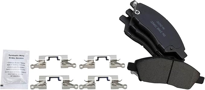 TRQ Front Brake Pads Ceramic Hardware Wear Sensor Compatible with 2012-2019 Nissan Versa 2014-2019 Versa Note 2015-2017 Micra