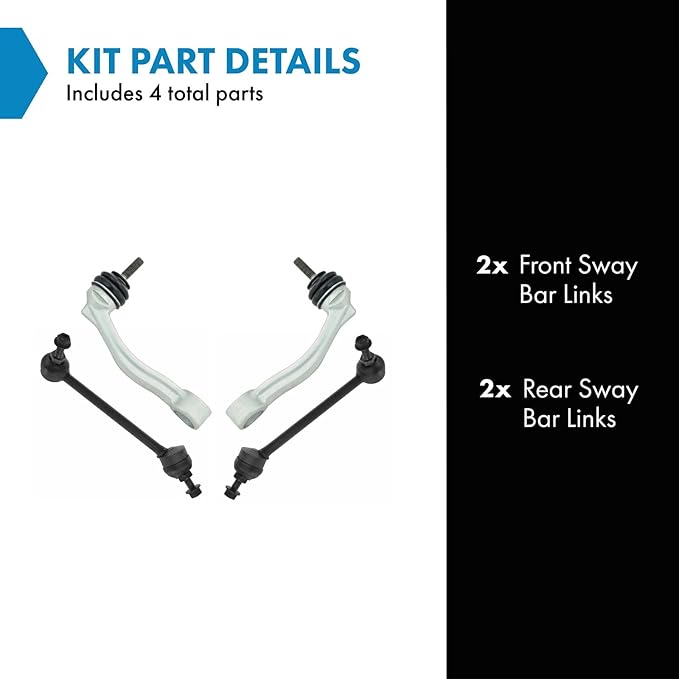 TRQ Sway Bar Stabilizer Link Set Front & Rear Compatible with 14-19 F-Type 00-08 S-Type 05-09 Super V8 04-09 Vanden Plas 09-15 XF 10-15 XFR 13-15 XFR-S 11-19 XJ XJ8 04-17 XJR