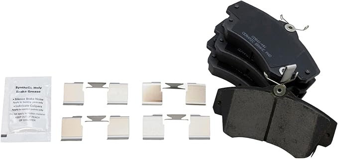 TRQ Front Brake Pads Ceramic Hardware Wear Sensor Compatible with 2001-2010 Chrysler PT Cruiser 2003-2005 Dodge Neon