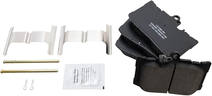 TRQ Front Ceramic Brake Pad Set Includes Contact Point Grease and Hardware Compatible with 22-24 Lexus IS500 18-19 GS300 F Sport 15-18 GS450h F Sport 17 RC200t F Sport