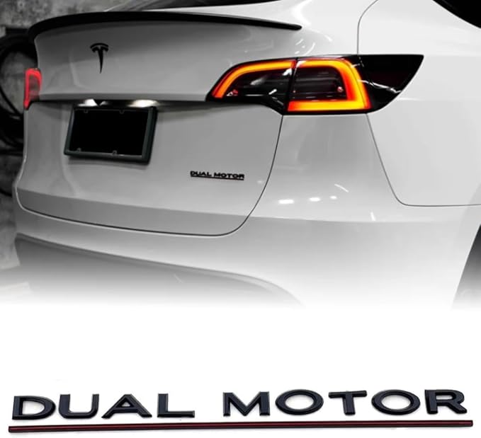 Metal Dual Motor Performance Emblem Logo Decal Sticker in Matte Black for Tesla Model 3 Highland Model Y Juniper (Dual Motor)