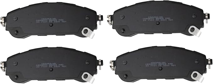 TRQ Rear Ceramic Brake Pad Set Includes Contact Point Grease Hardware Compatible with 2019-2021 Ford Ranger