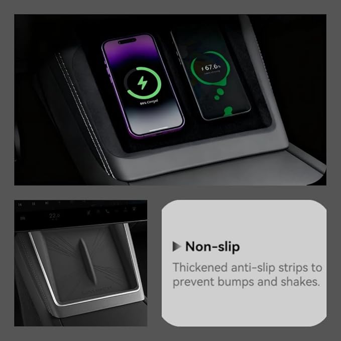 4 PCS Silicone Center Console Accessories Kit for Tesla Model Y Juniper 2025 2026 Center Console Mat,Cup Holder Insert Screen Edge Protector Frame,Mirror Frame Protectors(Black Model Y Juniper)