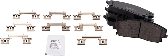 TRQ Front Brake Pads Ceramic Hardware Wear Sensor Compatible with 2005-2013 Chrysler 300 2009-2013 Dodge Challenger 2006-2013 Charger 2005-2008 Magnum