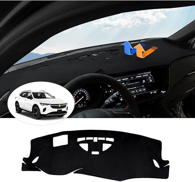 Autorder Dashboard Cover Mat for 2021-2023 Buick Envision Accessories Dash Cover Flannel Dash Mat Sunshade Glare UV Rays Protector (Left Hand Drive with HUD)