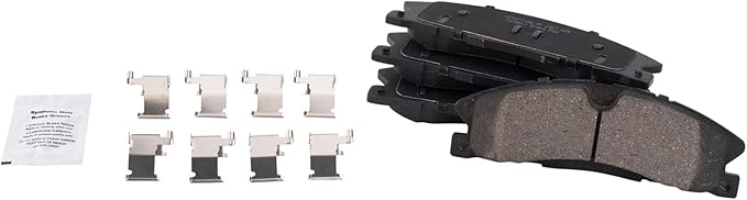 TRQ Front Brake Pads Ceramic Hardware Wear Sensor Compatible with 2016-2021 Fiat 500X 2015-2023 Jeep Renegade 2017-2023 Compass 2023-2024 Dodge Hornet
