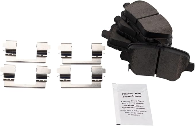 TRQ Rear Brake Pads Ceramic Hardware Wear Sensor Compatible with 2018-2024 Buick Envision 2018-2020 Regal Sportback 2018-2019 Regal TourX 2019-2024 Cadillac XT4