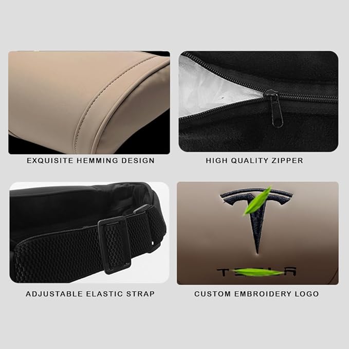 Car Headrest Neck Pillow Support Memory Foam Ergonomic Design Accessory for Driving Seat Fatigue Relief Compatible with Model S X 3 Y & Cybertruck - 1 Piece