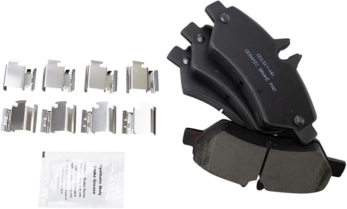 TRQ Rear Brake Pads Ceramic Hardware Compatible with 2007-2009 Dodge Sprinter 2500 2007-2018 Freightliner Sprinter 2500 2010-2018 Mercedes-Benz Sprinter 2500