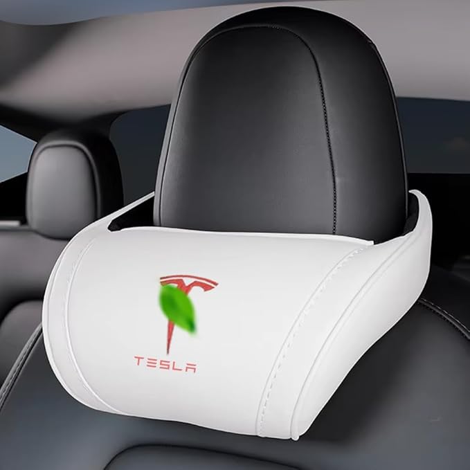 Car Headrest Neck Pillow Support Memory Foam Ergonomic Design Accessory for Driving Seat Fatigue Relief Compatible with Model S X 3 Y & Cybertruck - 1 Piece
