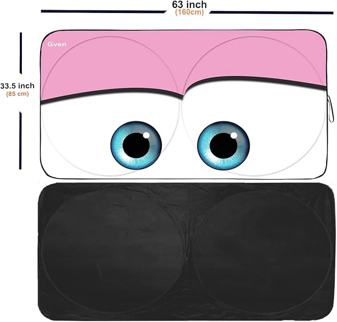 Gven Windshield Sun Shade Car Sun Shade 2025 Pink Car Accessories for Women Shades for Front Window Girly Windshield Cover Sunshades for Summer Heat Portection(Pink, L)